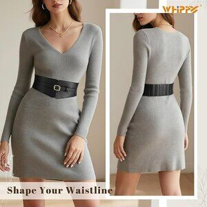 Leather Wide Elastic Waist Belt Wide Stretch Fashion Statement‎ Ladies